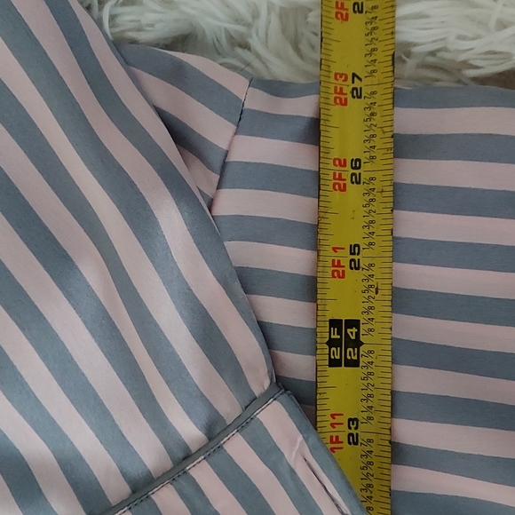 Plus Sz 20 Pajama Set Pink and Grey Stripe Long Pants/Sleeves Satiny Feel - Picture 10 of 11